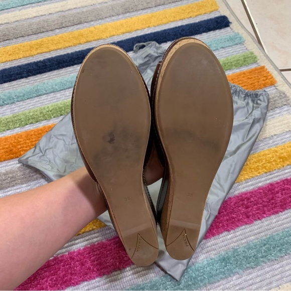 PRADA Brown Leather Logo Cork Platform Open-Toe Wedge Sandals - Picture 13 of 16